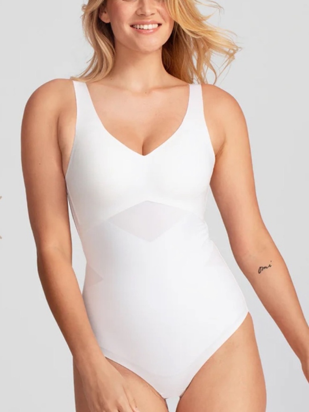 Honeylove White Astral Seamless Tank Bodysuit